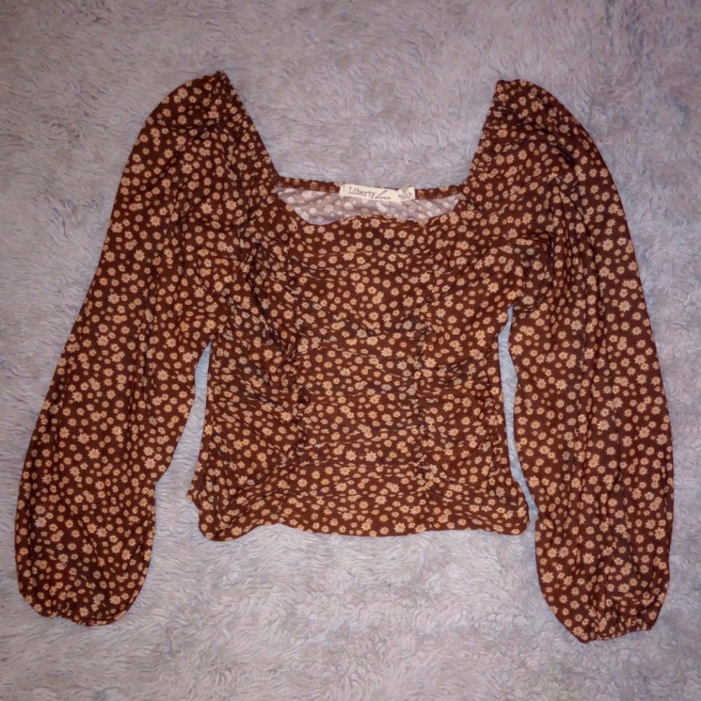 Liberty Love Brown Floral Blouse Size Medium